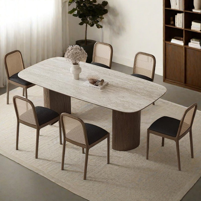 Ensemble de table de salle à manger et de chaises Durable Rock Plate, H 29,52 po x L 70,86 po x l 31,49 po