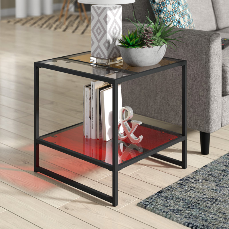 Glass Top Sled End Table