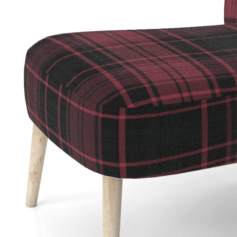 Chaise d'appoint rembourrée à motif tartan vert et orange, Rouge / Noir