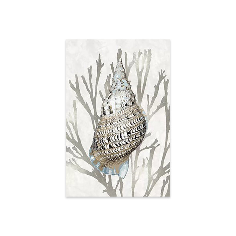Coquille de corail argenté, impression sur verre acrylique, H 24 po x l 16 po x P 0,25 po