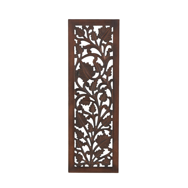 Wooden Handmade Intricately Carved Acanthus Floral Home Brown Wall Decor
