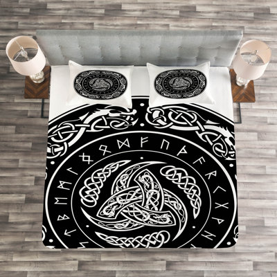 Absidy Black/White Polyester Bedspread Set