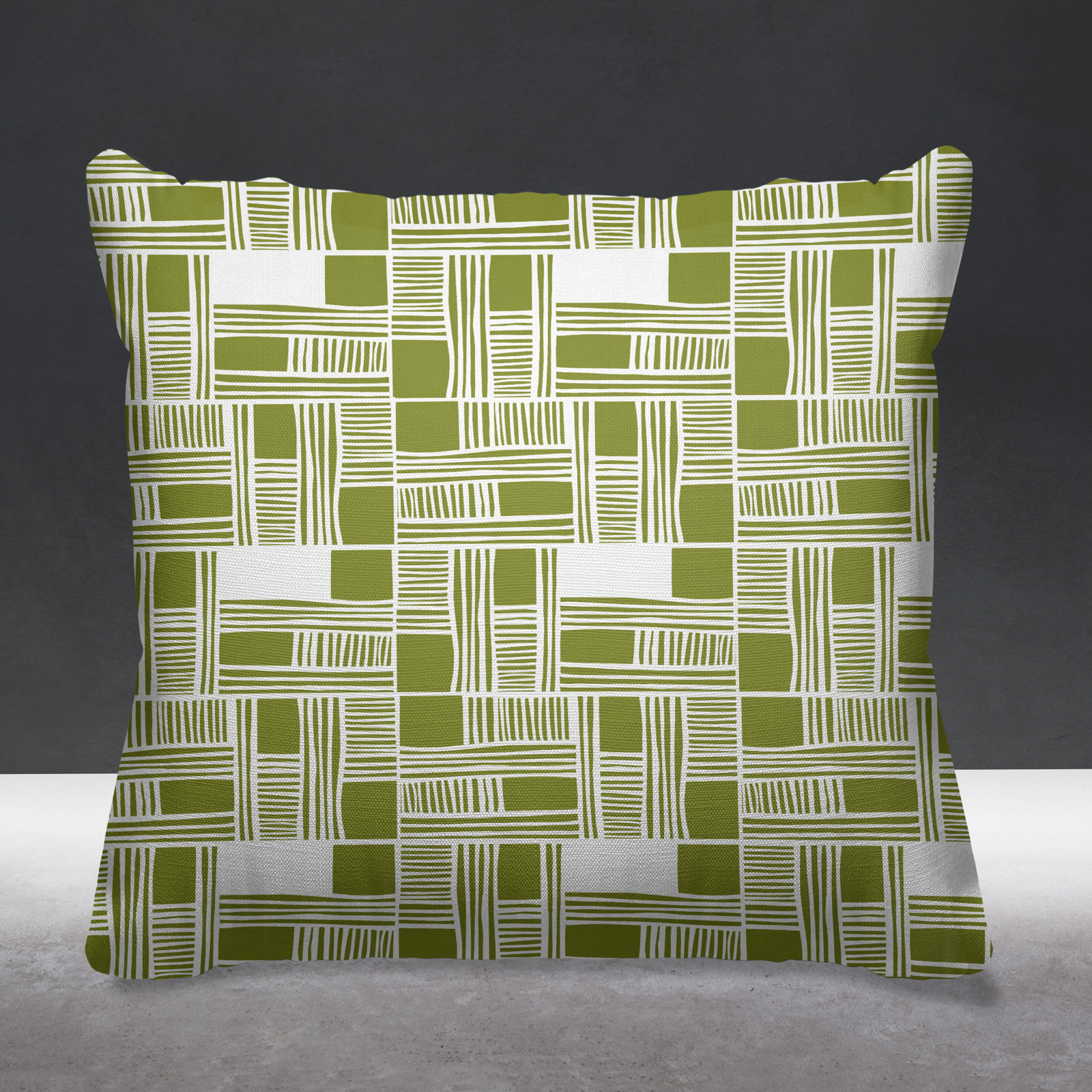 Kapri Indoor/Outdoor Throw Pillow, 19" x 19", Olive, Square