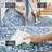 Blue Machine Washable Rugs for Bedroom Non-Slip Low Pile Throw Rugs with Rubber Backing Washable Carpet-1122484904