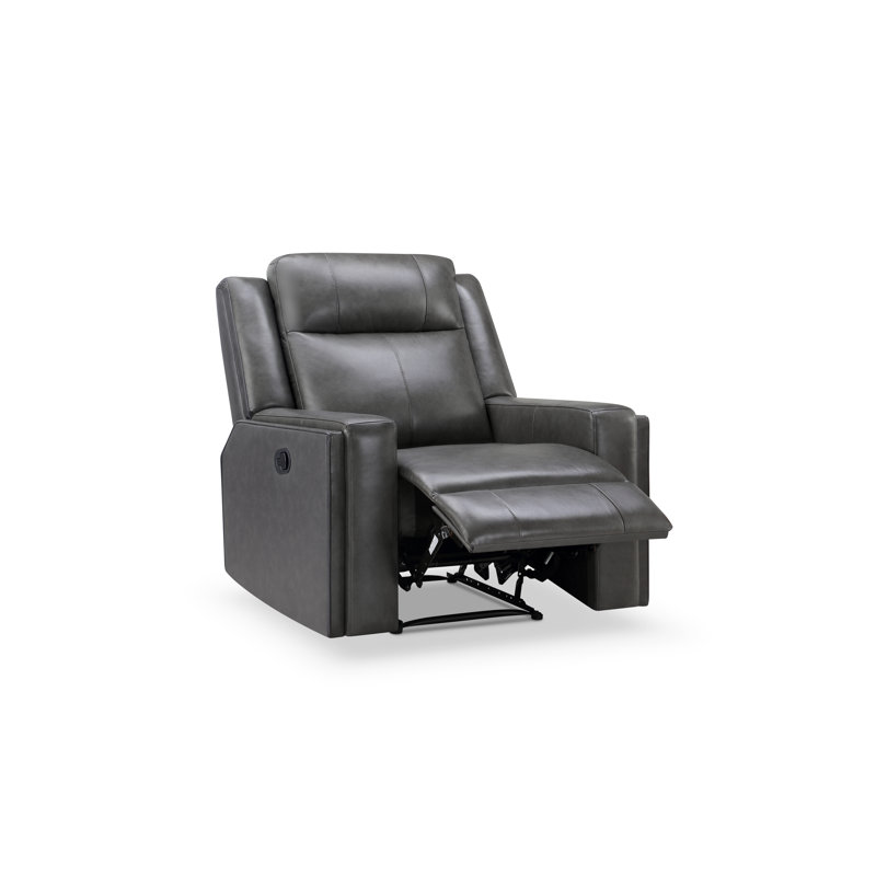 Ashlinn Recliner, Gray Genuine Leather