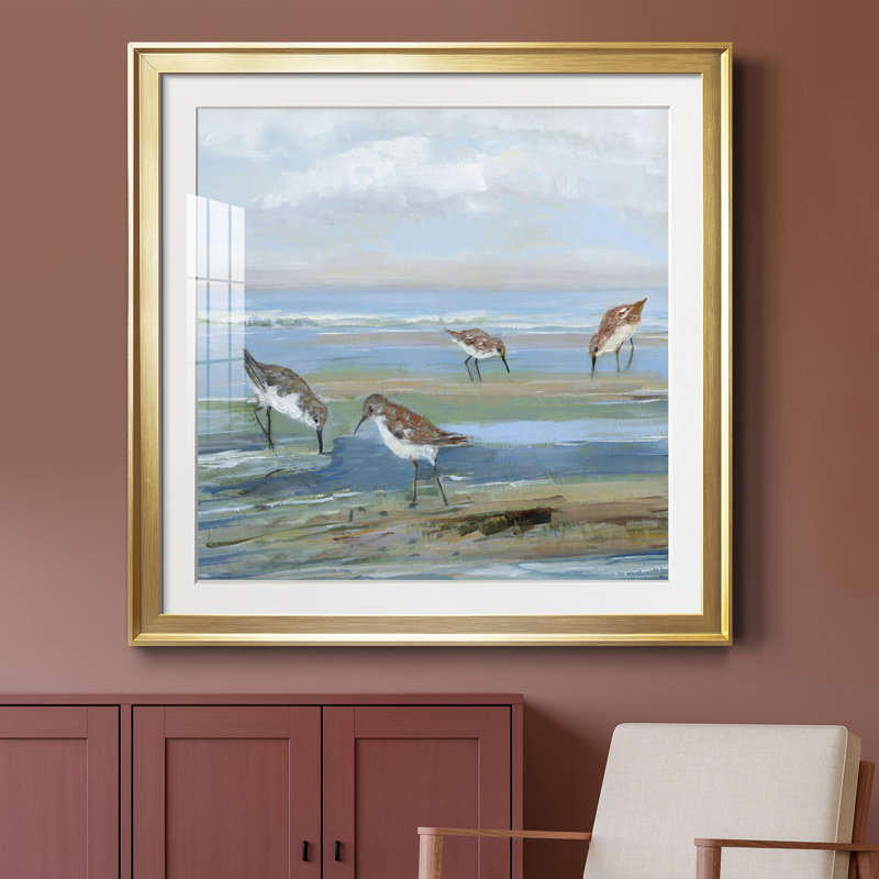 Seabird Beach III - peinture encadrée, Toile encadrée dorée, H 30,5 po x l 30,5 po x P 1,5 po