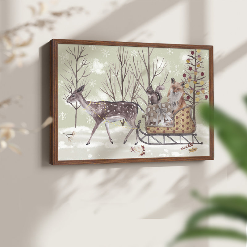Collection Christmas Time, reproduction encadrée A, H 22 po x l 28 po, Noyer