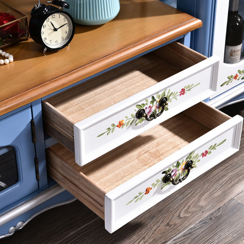 Meuble télé rétro bleu, H 19,29 po x L 70,87 po x l 19,69 po