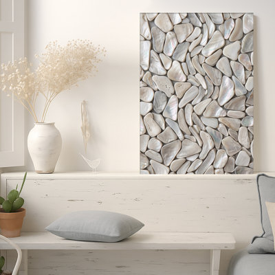 White Mother of Pearl Shell Mosaic Texture Canvas Wall Art