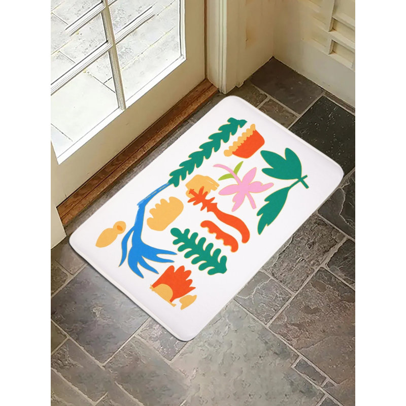 Chic Abstract Plant Design Bath Rug, 16 X 24