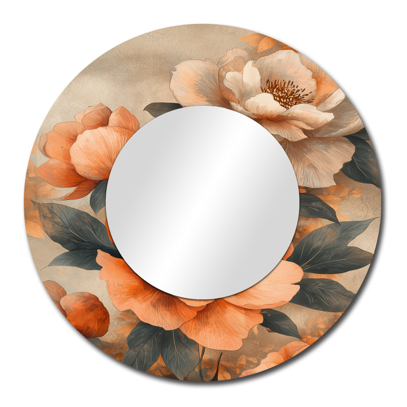Peony Autumn Blooms Serenade I - décoration murale miroir floral - imprimé sur métal, 29 po x 29 po