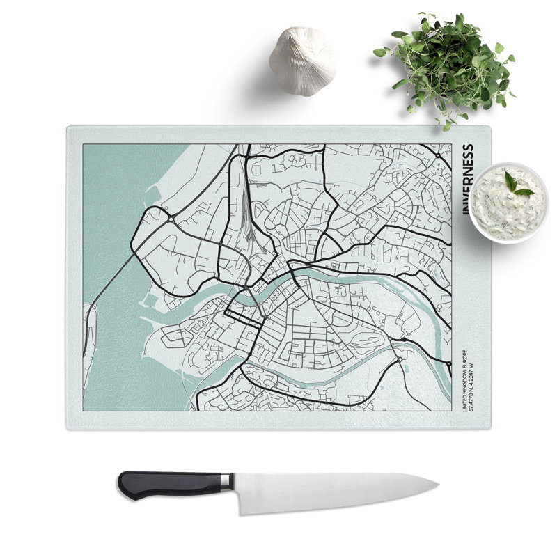 Map Inverness UK Chopping Board, 20cm W x 28.5cm L