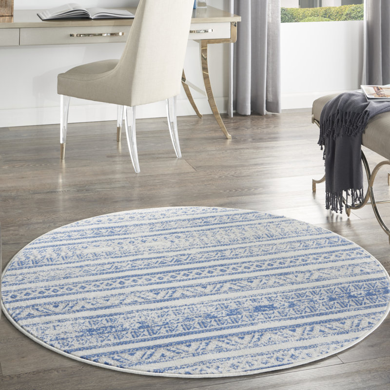 Tapis ivoire éclectique Harriet Bohemian, Rond 5 pi