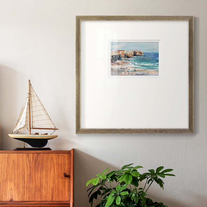 Étude Sea Cliff, H 17 po x l 17 po x P 1,125 po, Papier encadré brun, Oui