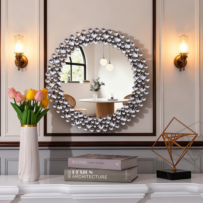 Freelon Crystal Framed Wall Accent Mirror 45x45CM