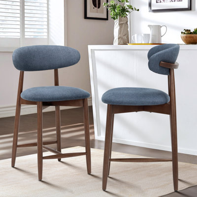 Tabouret de comptoir rembourrÃ© Vannie avec structure en bois massif