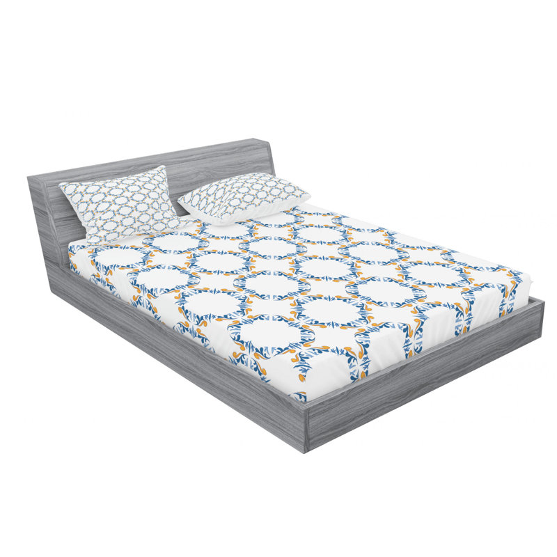 Microfiber Geometric Sheet Set, Full Sheet Set with Fitted Sheet