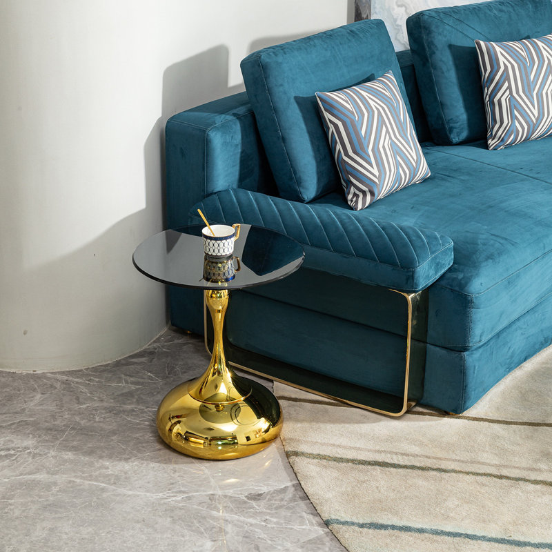 Petite table d'appoint ronde pour petits espaces, table basse, petite table basse de salon, table de bout, plateau en verre trempé