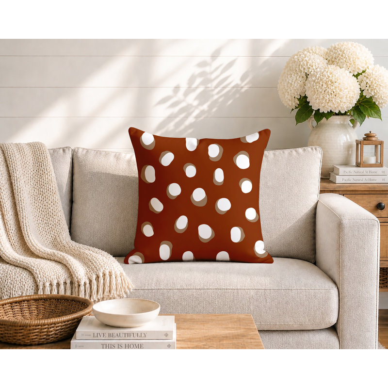 Oreiller réversible intérieur / extérieur Jayi Spots, Orange brûlé, 18 x 18