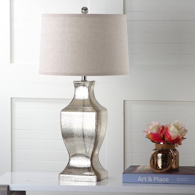 Aonan Glass Table Lamp, Antique Silver