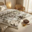 House of Avana Cream & Rose Pink Botanical Floral Jaipur Indian Hand Block Print Quilted Comforter-1890261339-1890261420
