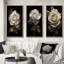 «Retro White Rose Portrait On Black», 3 pièces-1963084637-1963084634