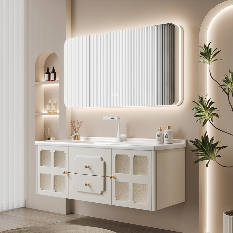 Armoire de salle de bain légère de luxe de style crème