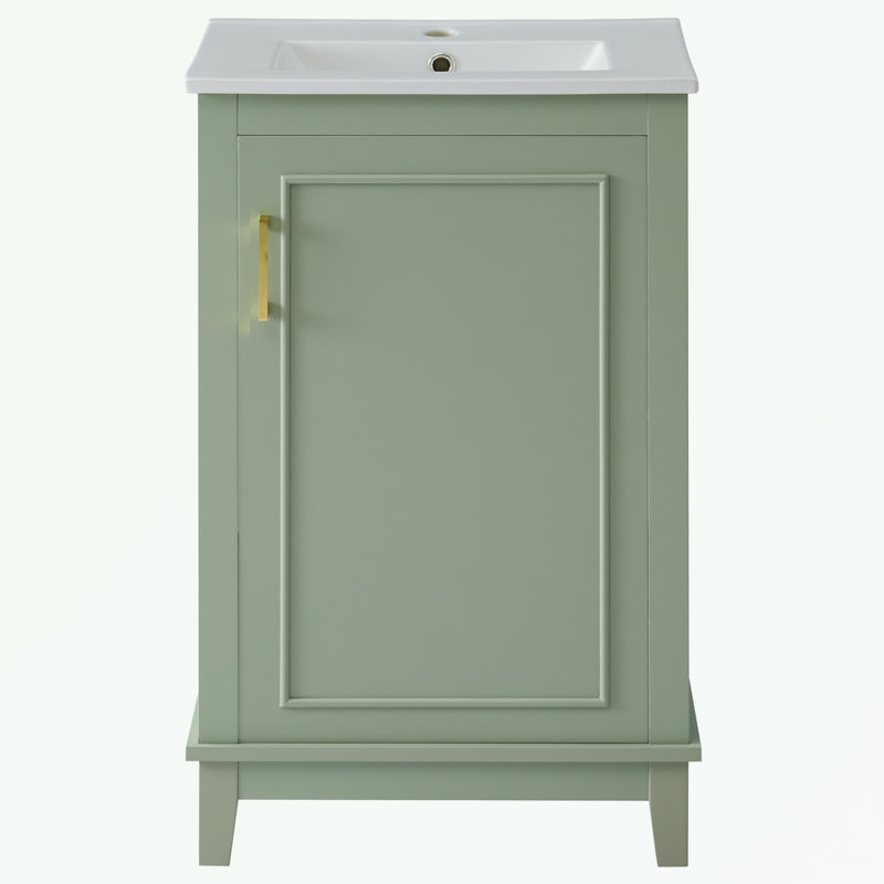 Petit meuble-lavabo moderne avec lavabo en céramique, Vert