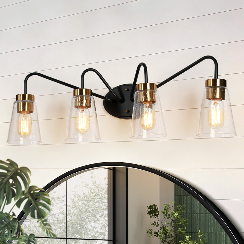Mylor 4 - Light Dimmable Modern Black/Brass Vanity Light