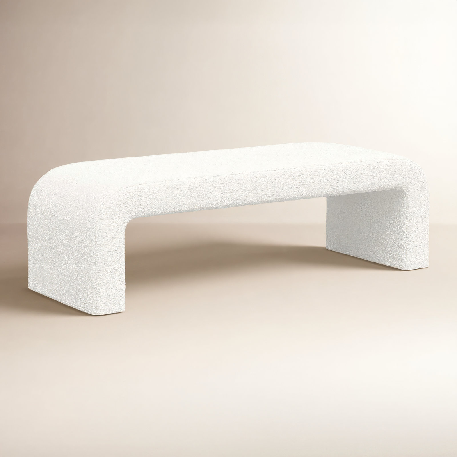 Upholstered Bench, Classic Snow Boucle