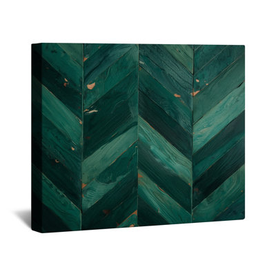 Toile tendue à motif de chevrons verts en bois de différentes tailles