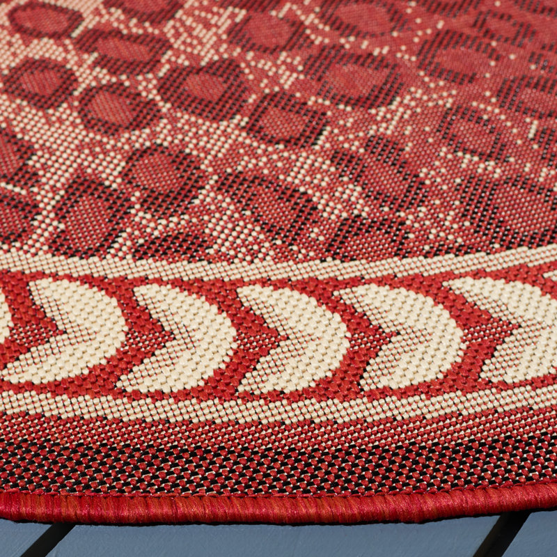 Moriarty Animal Print Red Indoor / Outdoor Area Indoor/Outdoor Area Rug, Round 6'7"