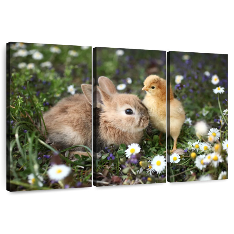 Cute Animals With Chamomile, 20" H x 33" W