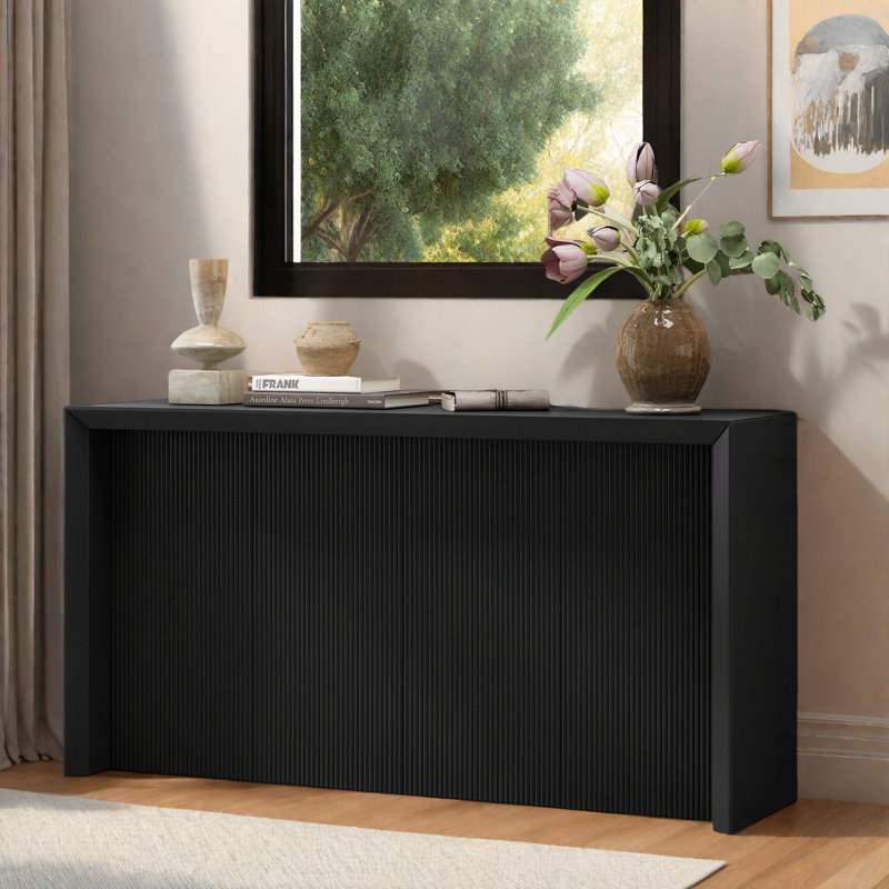 Console avec lignes simples et panneau arrière, Noir