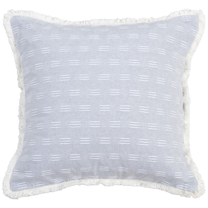 Jeté en coton / polyester, Blanc / Gris, Mélange de duvet