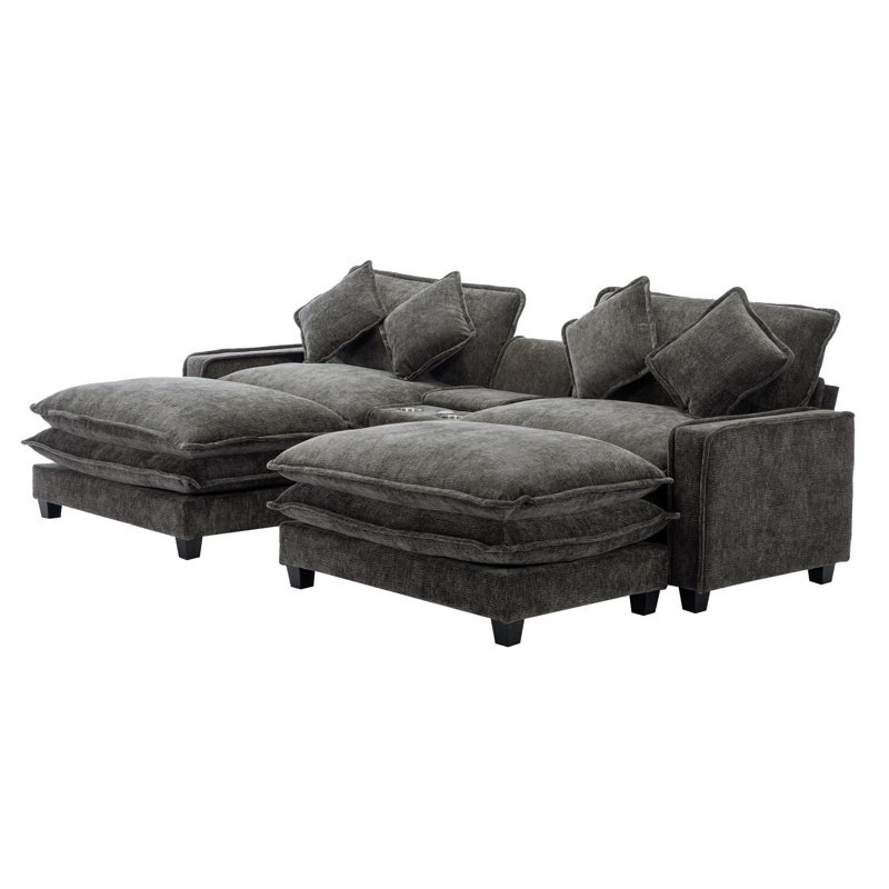 Canapé modulaire en chenille de 111 po, Gris chenille