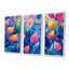 «Pink Blue Flowers Under Water I - Aquariums», ensemble de reproduction d'art mural-312721388-312721392