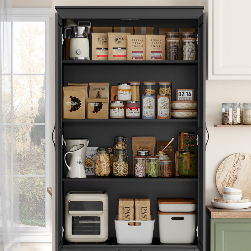Bergeron 70.3'' Kitchen Pantry, Black