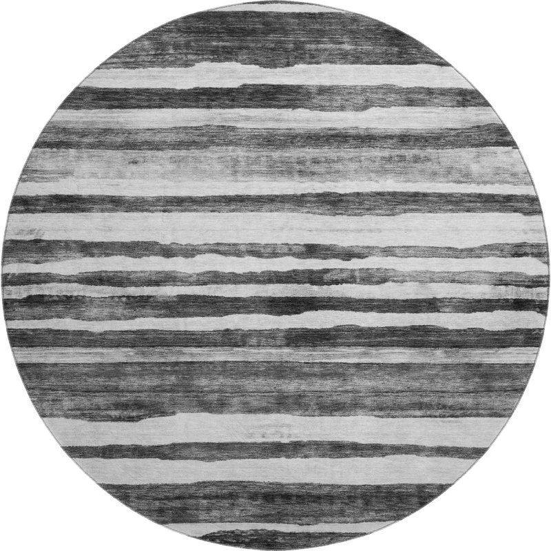 Premium Machine Washable Lyndhurst AMF1191 Stripes Rug, Rond 8 pi