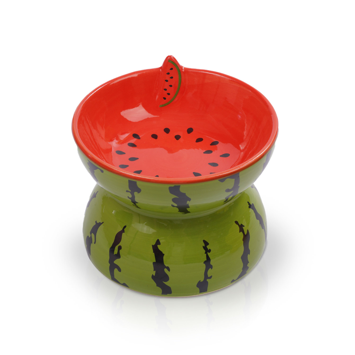Precious Tails P.t. Supply Co. Watermelon Shaped Stoneware Elevated Pet Bowl, Raised Ceramic Food & Water Dish For Dogs And Cats & Reviews | Wayfair