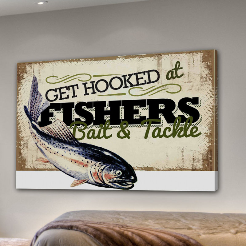Get Hooked At Fishers by Saturday Evening Post - Wrapped Canvas Print, 102 cm H x 152 cm W x 4 cm D
