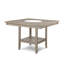 Table de salle à manger haute de style transitionnel contemporain avec plateau tournant de 50 cm (20 pouces) en faux marbre, fini beige/gris, placage en bois.