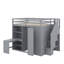 Lit mezzanine double avec garde-robe, bureau et tablettes-683491150