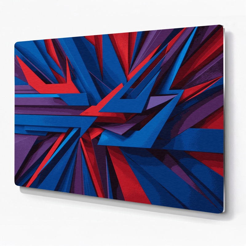«Geometric Abstraction 6», art mural en métal mauve, H 11 po x l 14 po