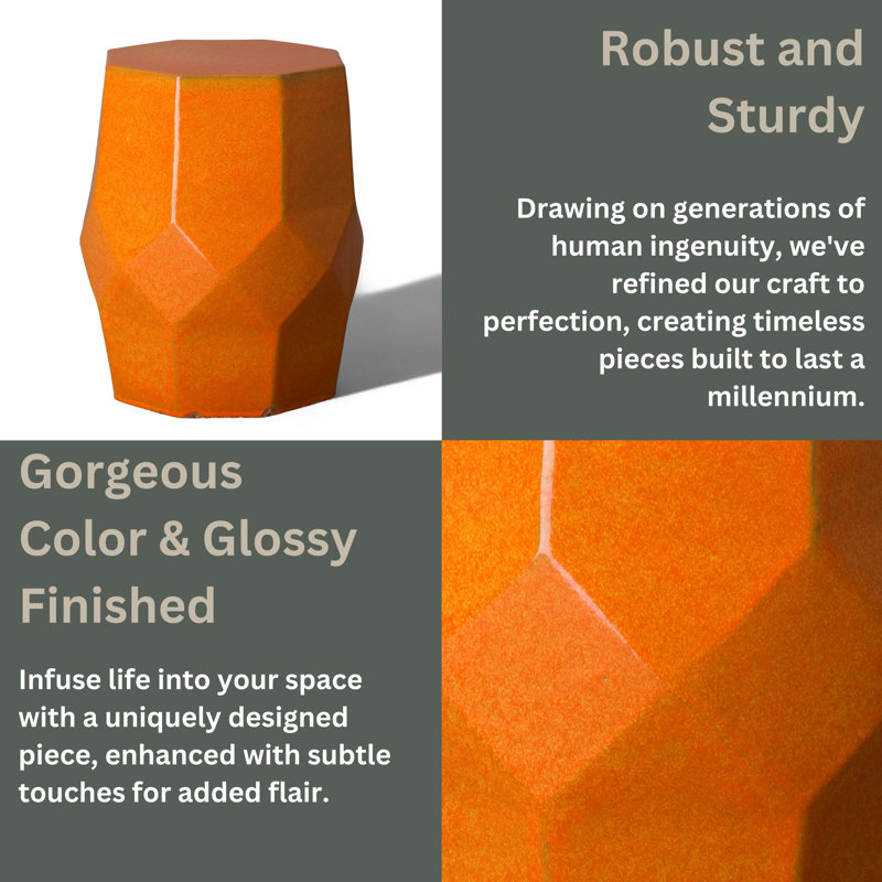 Daeshun Garden Stool, Bright Orange