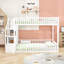 Lit superposé double en bois avec escalier de rangement-129506188