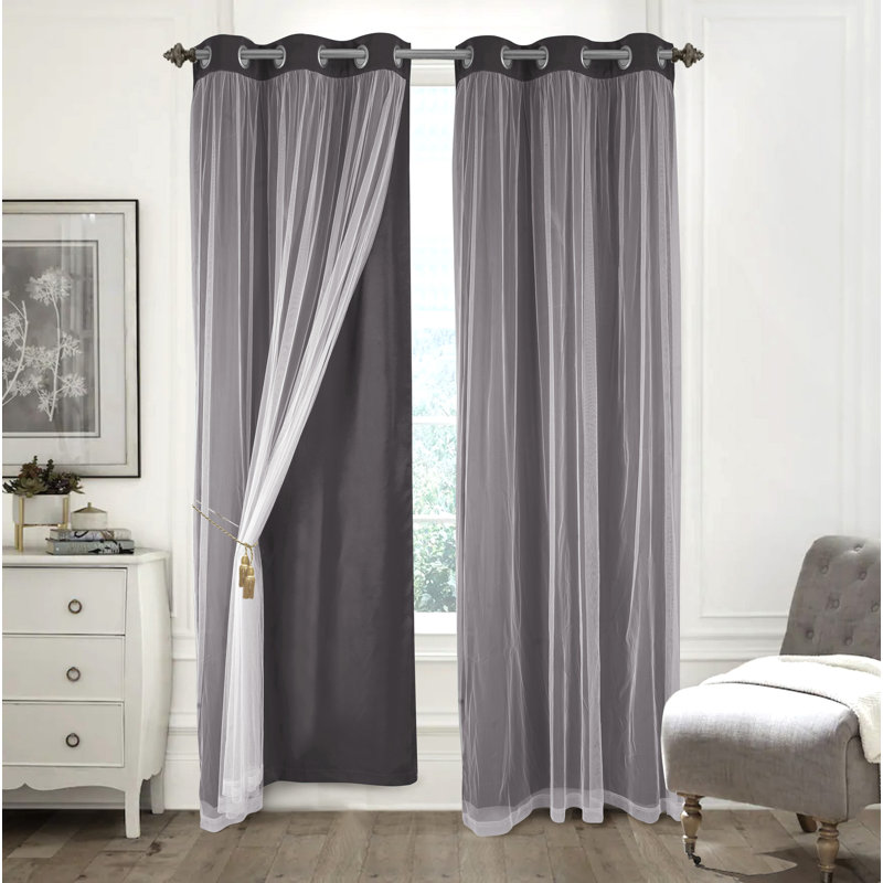 Paire de rideaux obscurcissant Hendrix, L 38 po x L 63 po, Gris anthracite