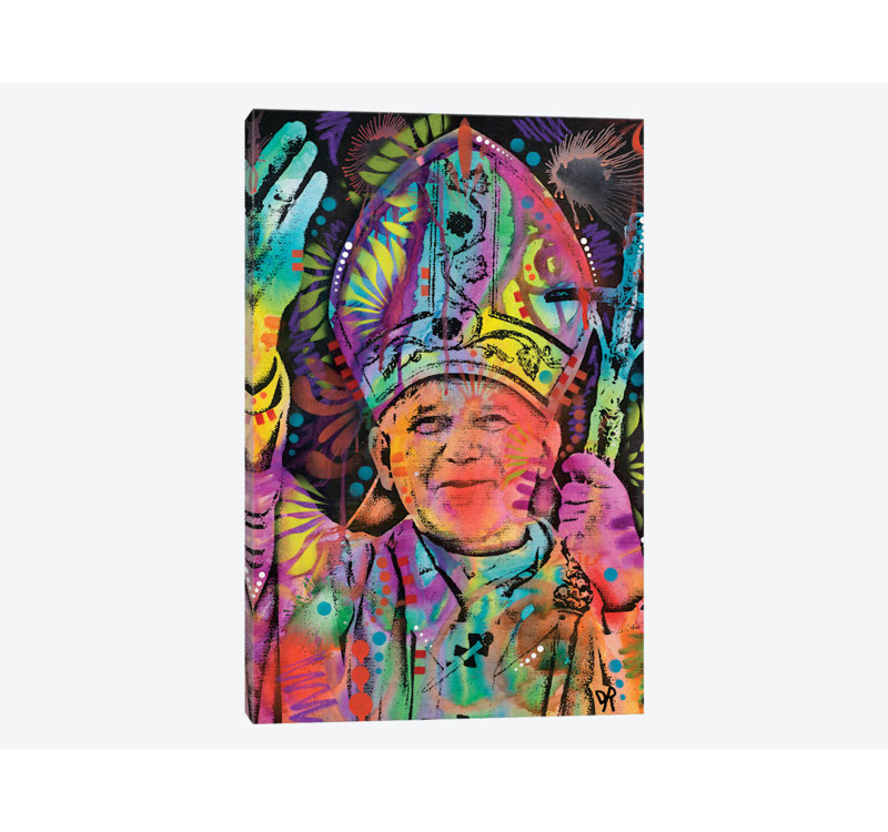 «Pope», impression sur toile, Papier beaux-arts encadré noir, Blanc, H 32 po x l 24 po x P 1 po