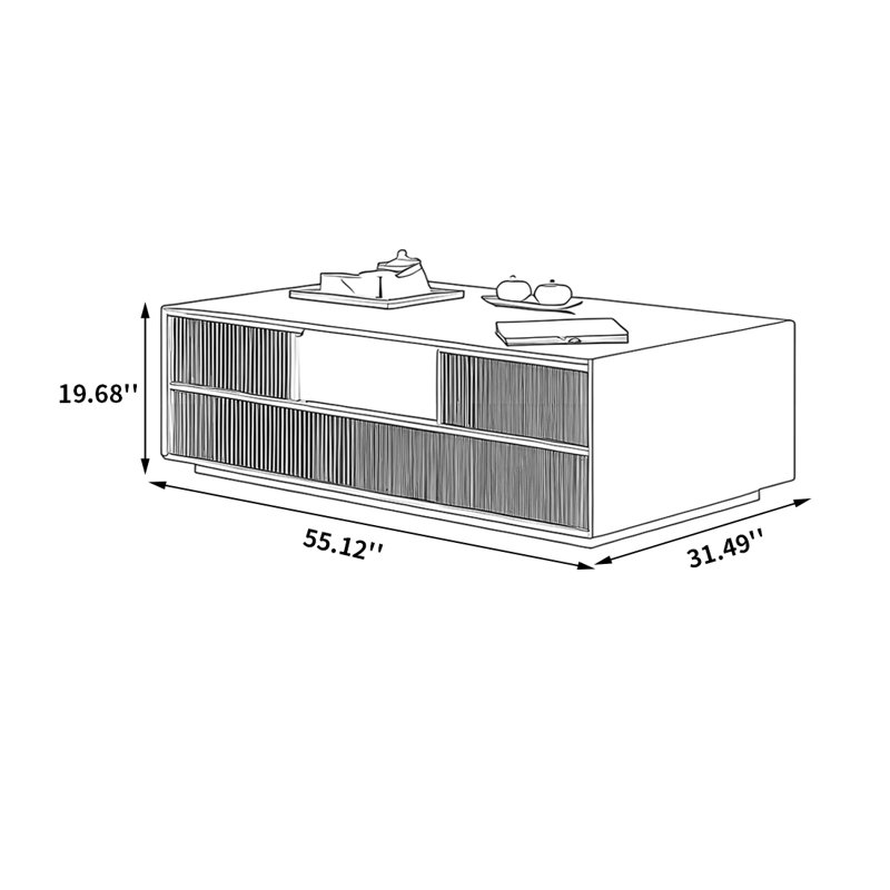Table basse Modern, H 19,68 po x L 55,12 po x l 31,49 po, Noir