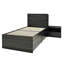 Ensemble de lit de rangement simple 2 pièces avec tiroirs et table de chevet Roby, gris foncé